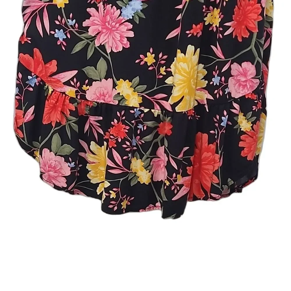 Old Navy Halter Sundress Spaghetti Strap Floral Print Tea Length Ruffle Dress
